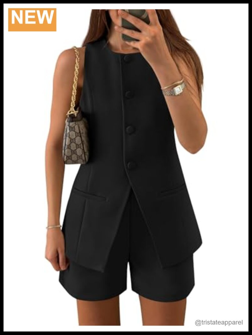 Sleeveless Suit Vest and Shorts Set Business Casual Matching Outfit